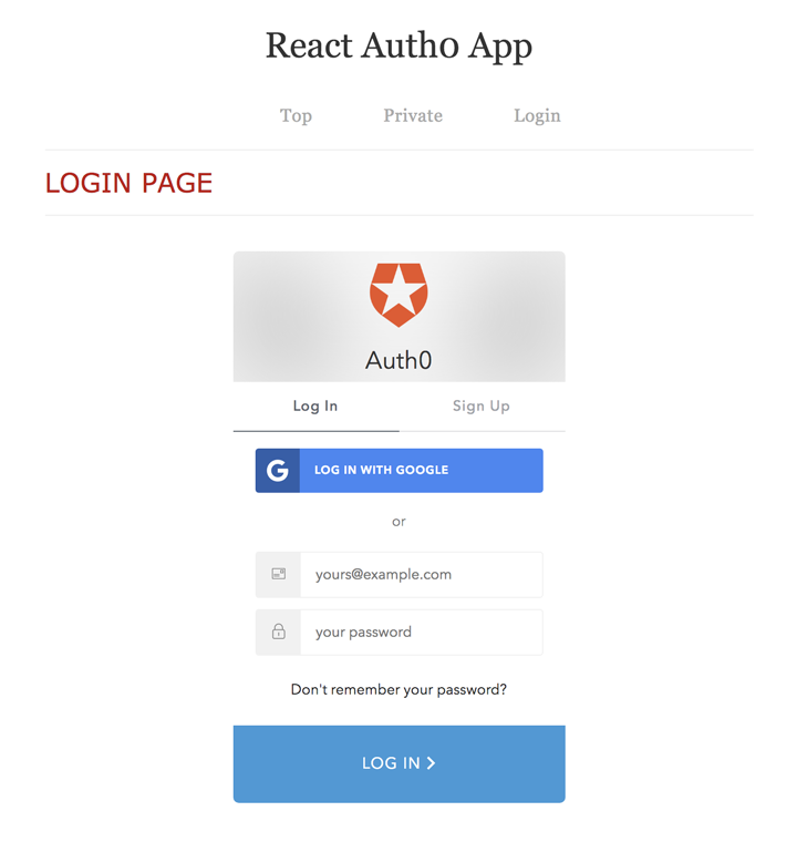 React Lock-Auth0 App Screenshot