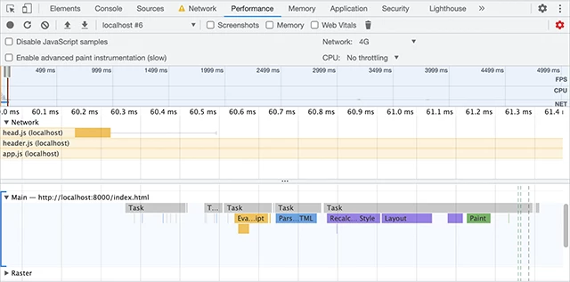 Network & Main Threads in Chrome DevTools