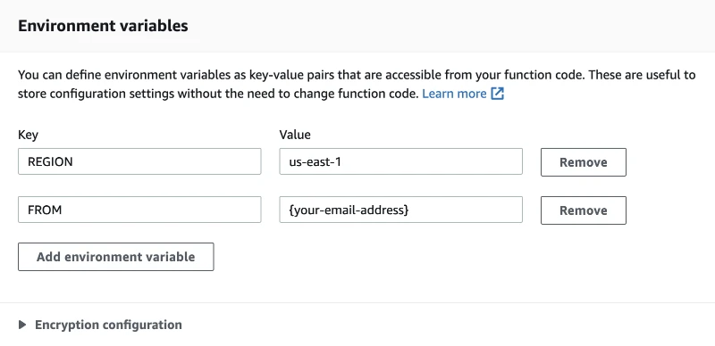 Lambda Environment variables