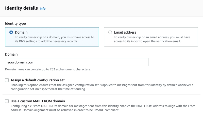 Verify domain in SES