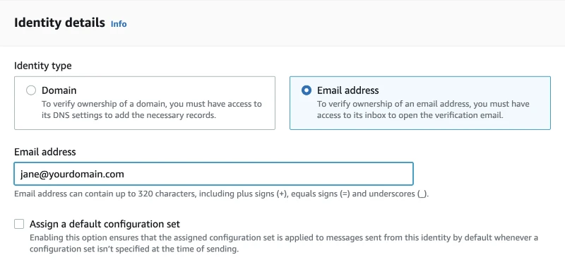 Verify email address in SES